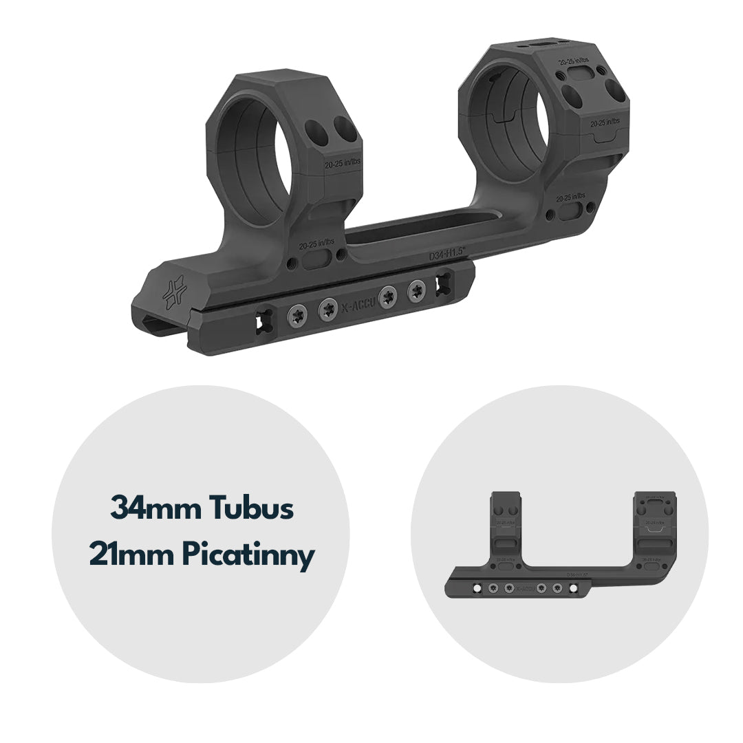 Vector Optics XASR-3476 34mm X-MOD 1.5'' One Piece Extended Picatinny Mount h=38mm