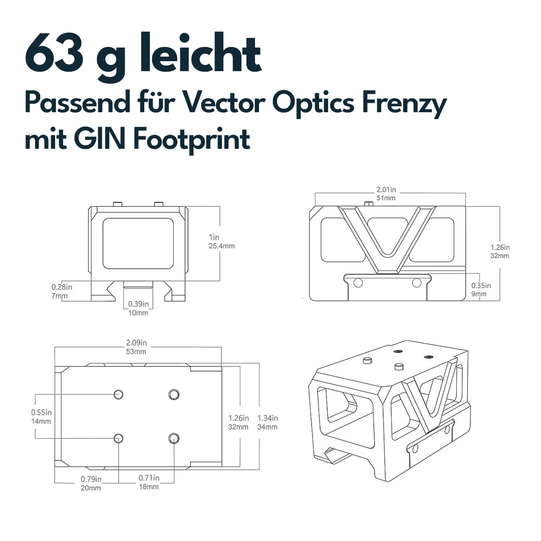 Vector Optics SCFRM-24 GIN (RTS) Footprint Riser Montage h=32mm