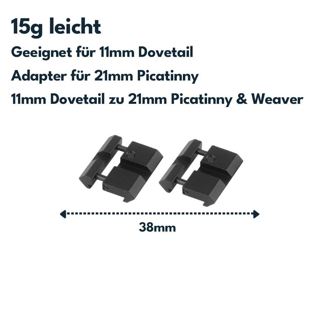 Vector Optics SCRA-06B Adapter von 11mm Dovetail zu 21mm Weaver, l=38mm (2Stk)