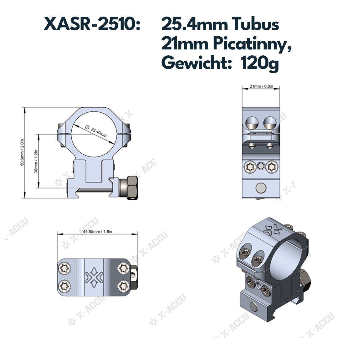 Vector Optics höhenverstellbare Montage für 25,4mm, 30mm & 34mm Tubus und 11mm / 21mm Schiene