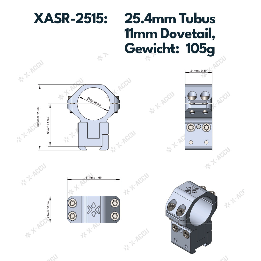 Vector Optics höhenverstellbare Montage für 25,4mm, 30mm & 34mm Tubus und 11mm / 21mm Schiene