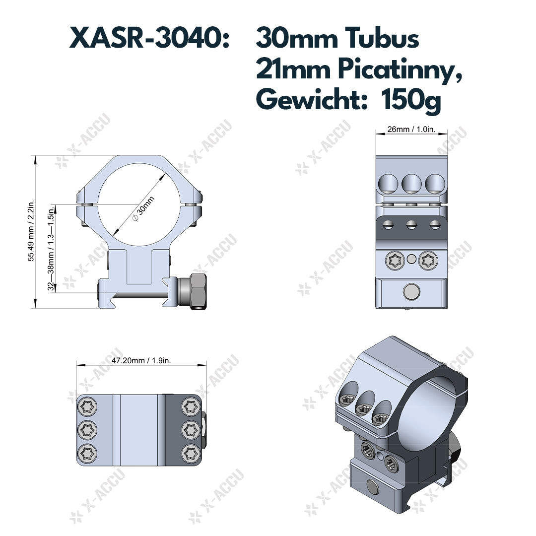 Vector Optics höhenverstellbare Montage für 25,4mm, 30mm & 34mm Tubus und 11mm / 21mm Schiene