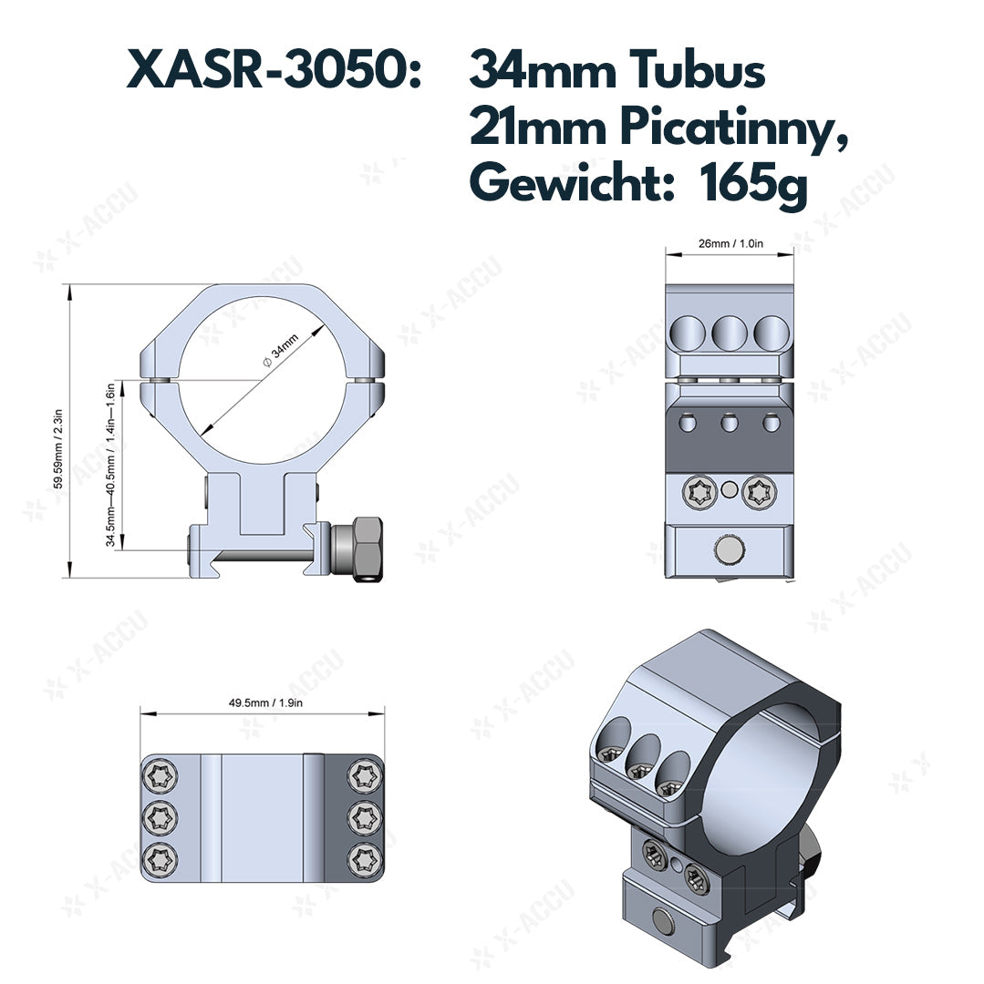 Vector Optics höhenverstellbare Montage für 25,4mm, 30mm & 34mm Tubus und 11mm / 21mm Schiene