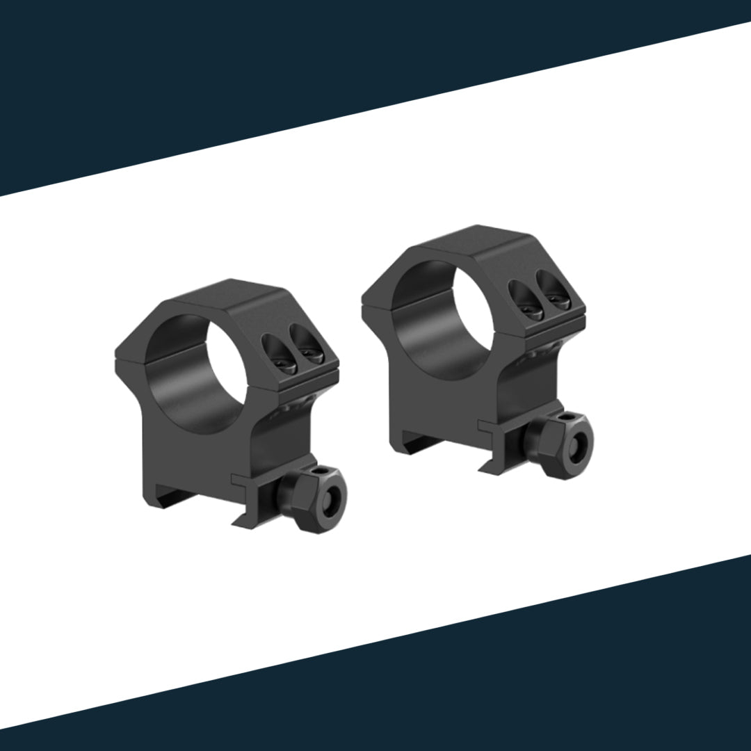 Victoptics Montageringe aus Aluminium für 21mm Schiene und 25,4mm Tubus aus Aluminium in verschiedenen Höhen