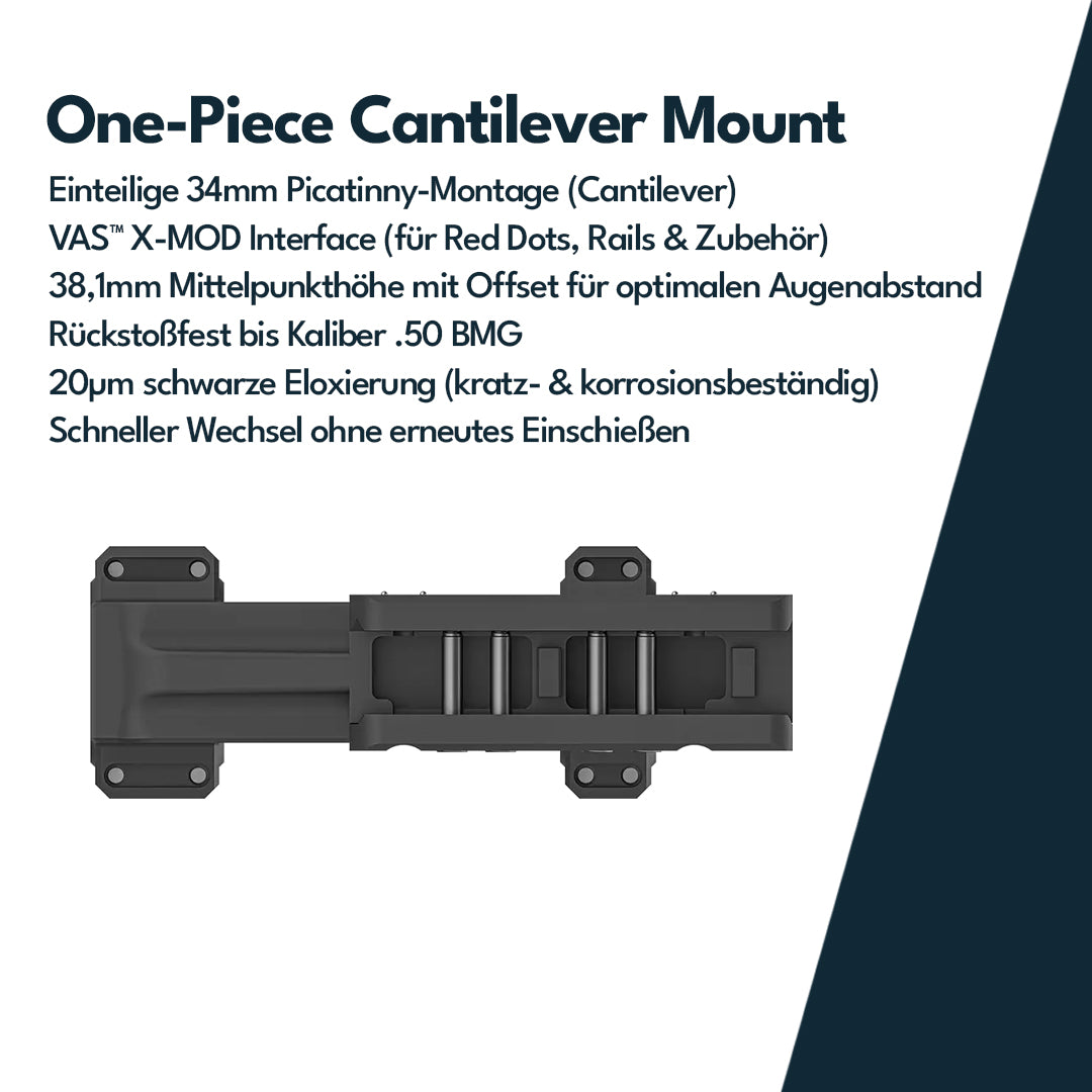 Vector Optics XASR-3476 34mm X-MOD 1.5'' One Piece Extended Picatinny Mount h=38mm