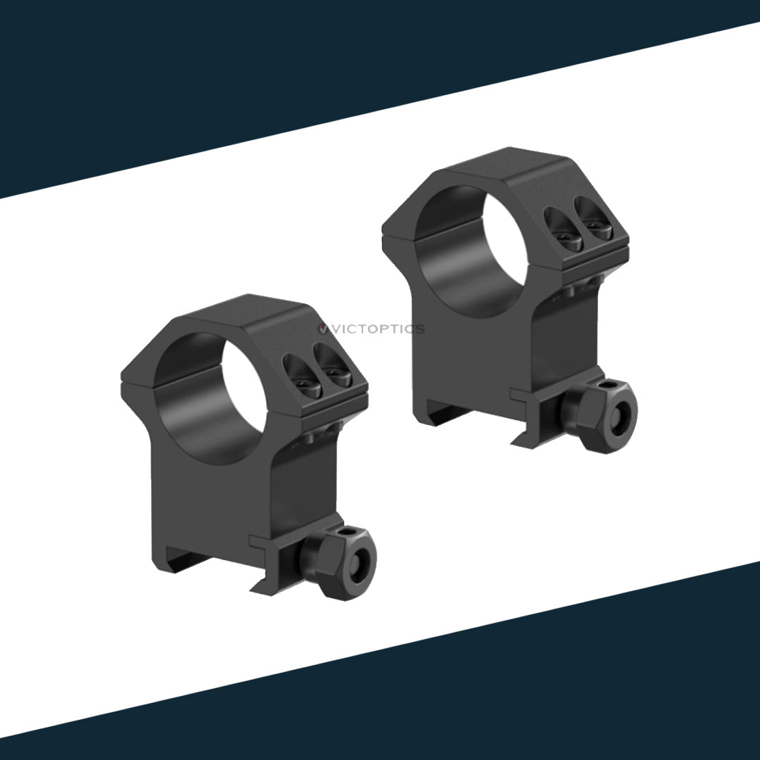 Victoptics Montageringe aus Aluminium für 21mm Schiene und 30mm Tubus aus Aluminium in verschiedenen Höhen