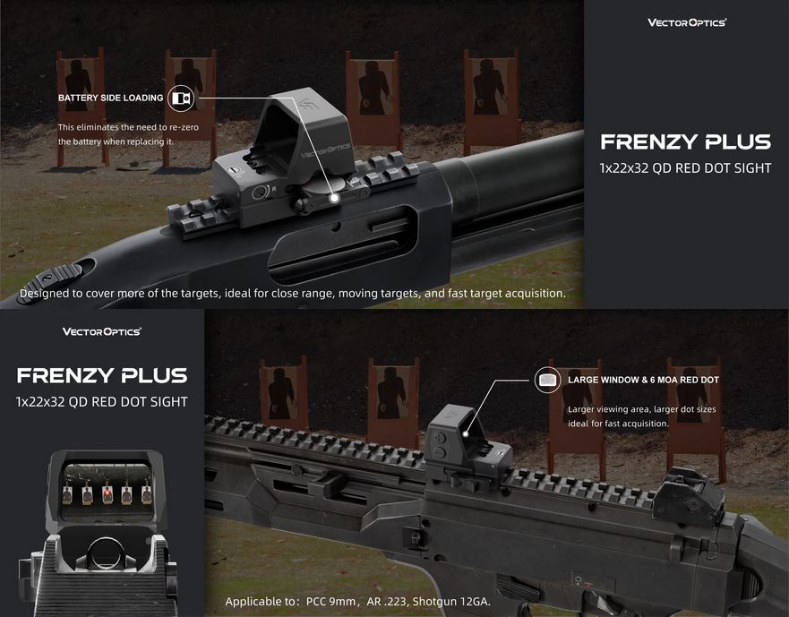 Vector Optics SCRD-65 Frenzy Plus 1x22x32 QD Reflexvisier