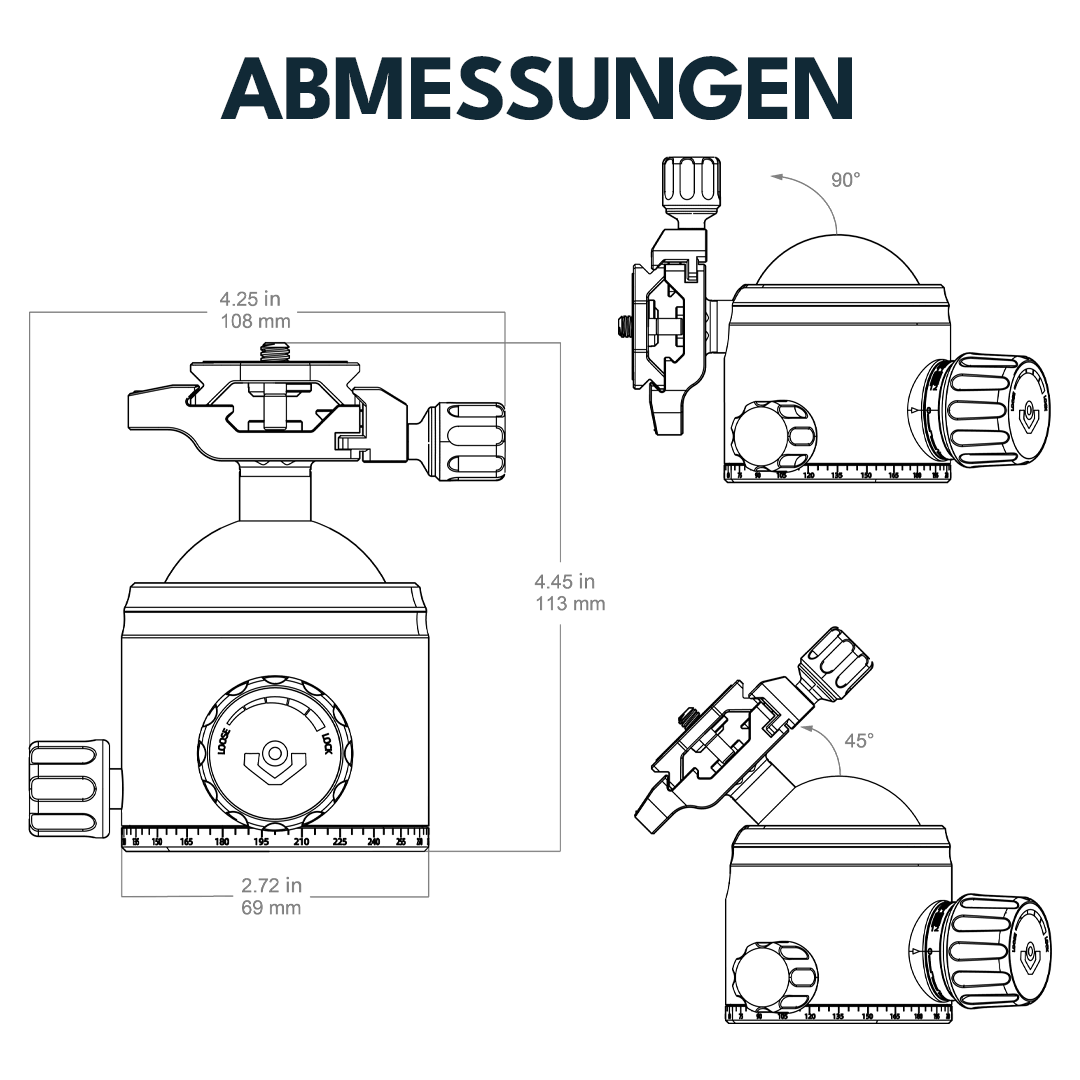 Vector Optics RSRH-02 56mm Kugelkopf für Stativ RSCF-T03