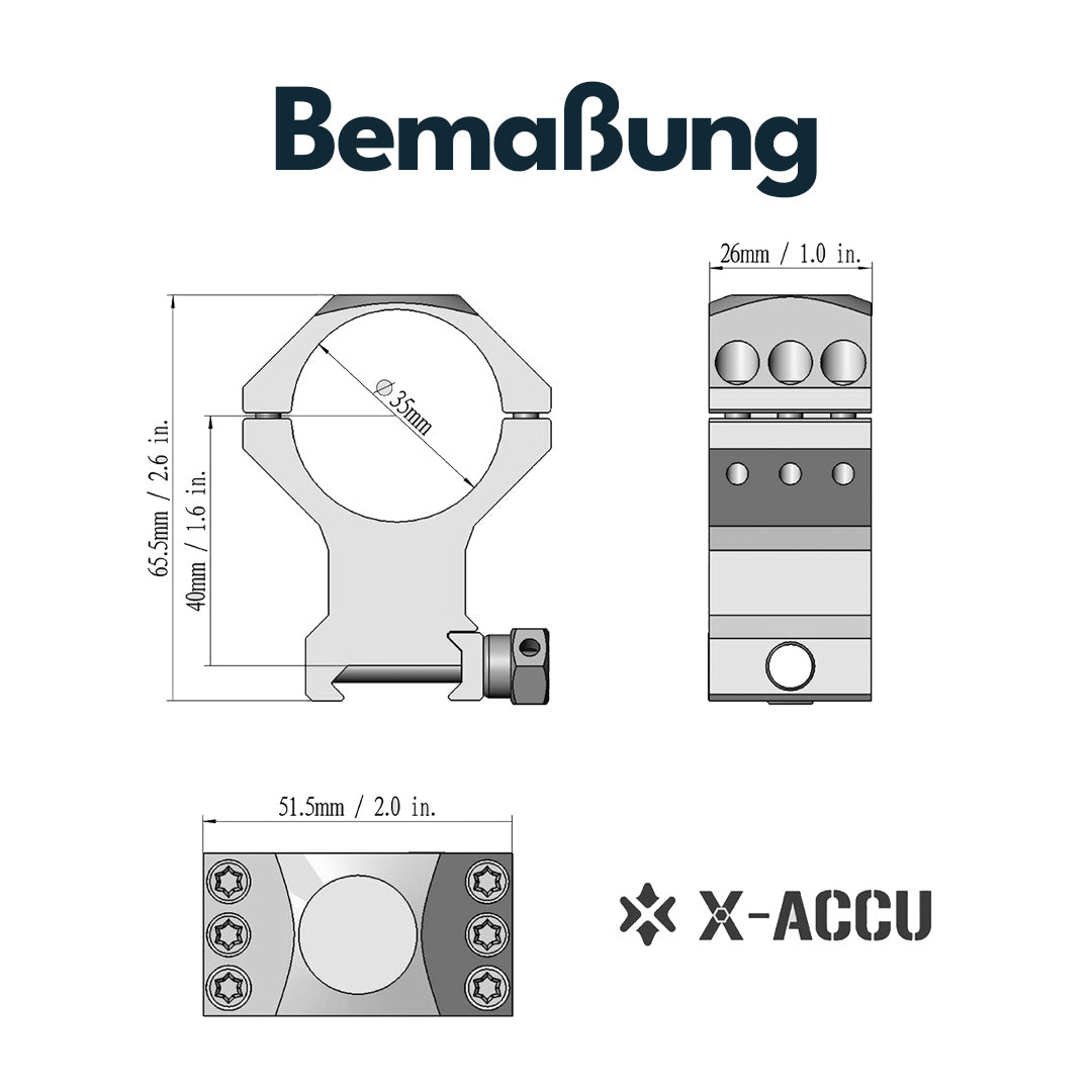 Vector Optics SCTM-32 X-Accu Montage für 35mm Tubus, 21mm Picatinny, h=40mm