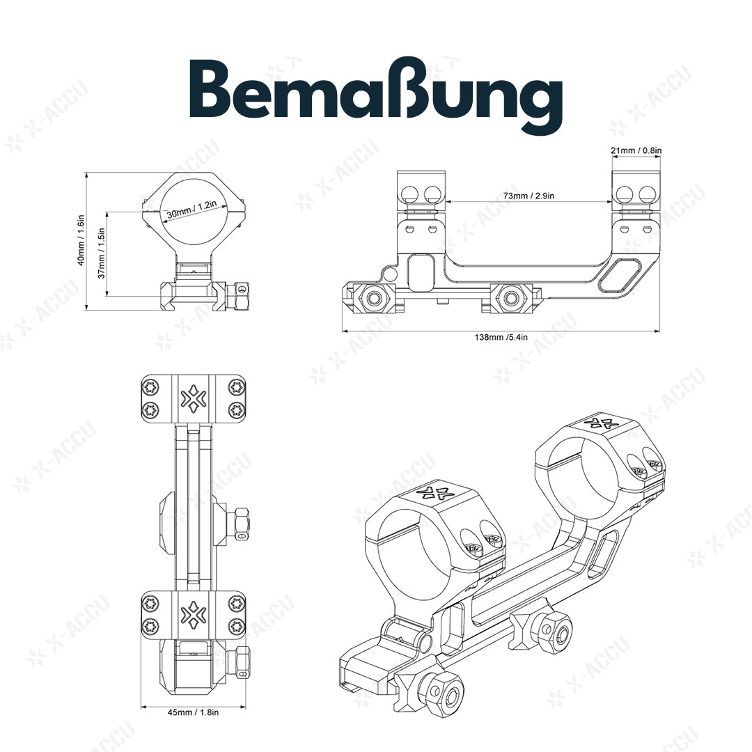 Vector Optics SCACD-23 Cantilever-Blockmontage mit eingebauter Wasserwaage für 21mm Schiene