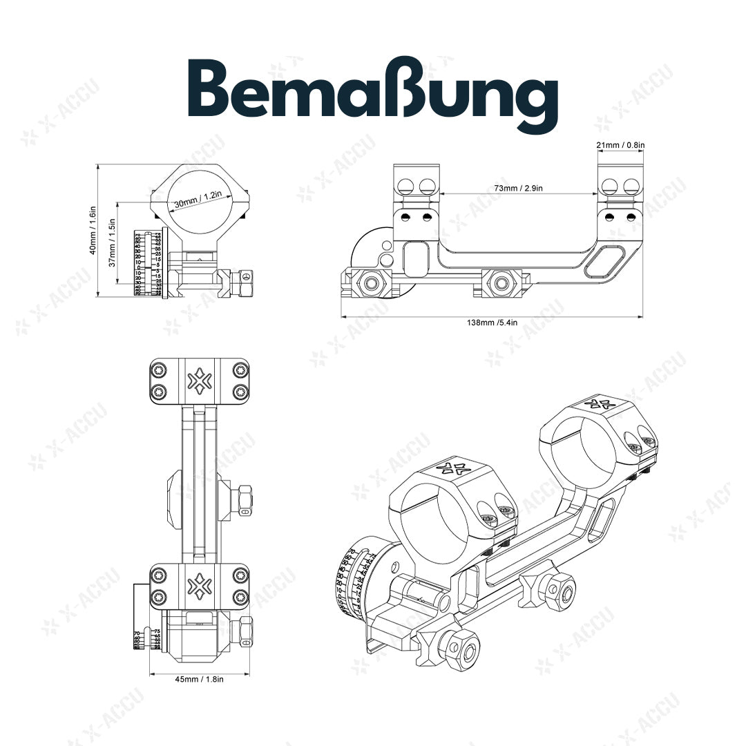 Vector Optics SCACD-24 Blockmontage mit eingebauter Wasserwaage und Neigungswinkelanzeige für 21mm Schiene