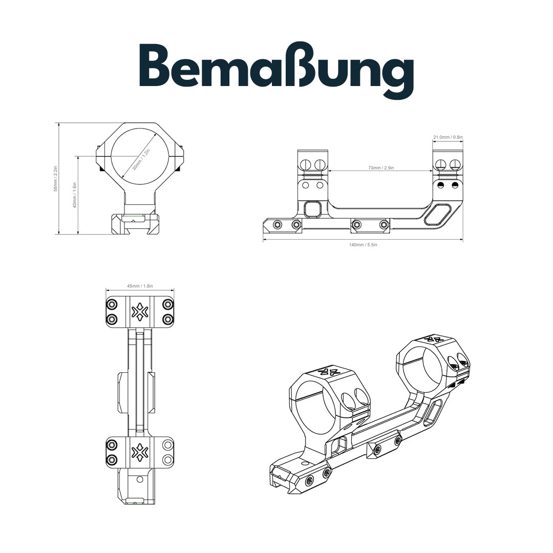 Vector Optics SCACD-25 Blockmontage mit eingebauter Wasserwaage für 11mm Schiene