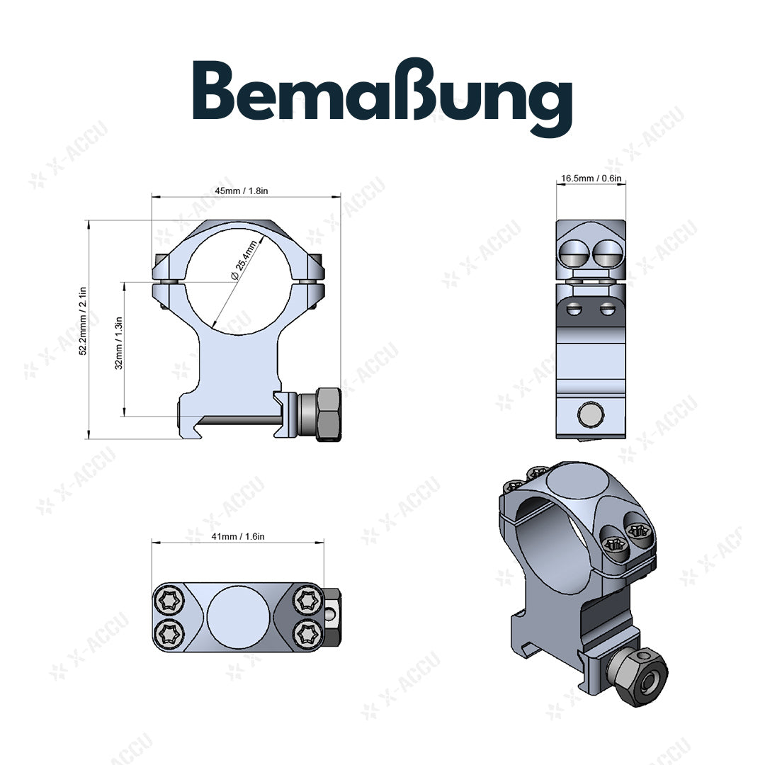 Vector Optics XASR-2502 X-Accu Montage für 25,4mm Tubus, 21mm Picatinny, h=32mm