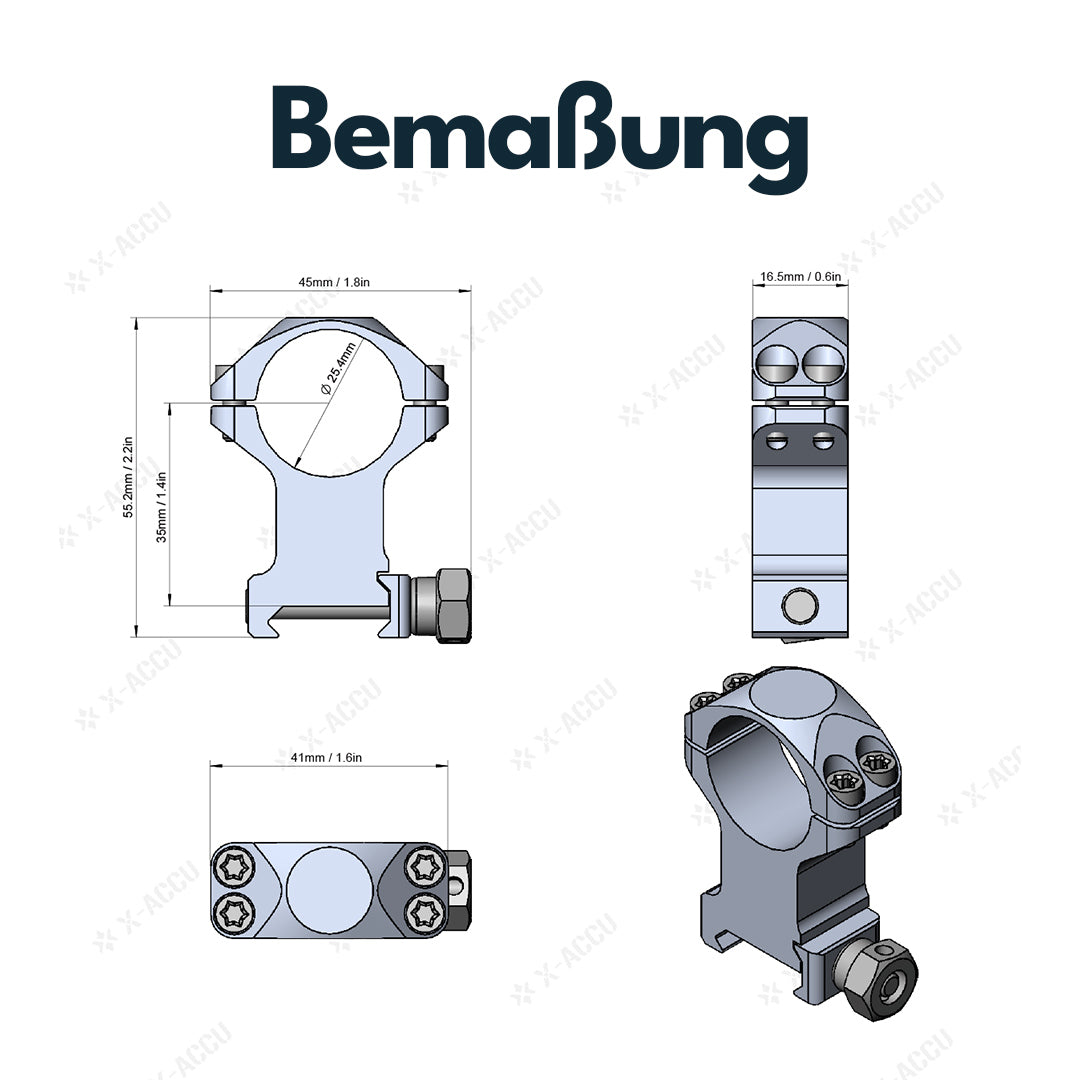 Vector Optics XASR-2503 X-Accu Montage für 25,4mm Tubus, 21mm Picatinny, h=35mm