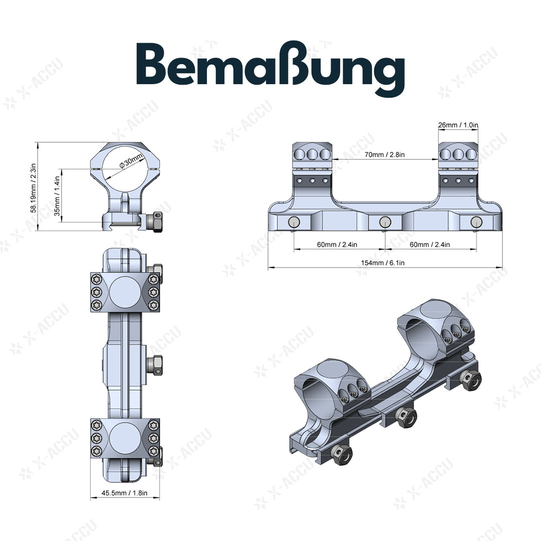 Vector Optics XASR-3012 X-Accu Blockmontage für 30mm Tubus, 21mm Picatinny, h= 35mm