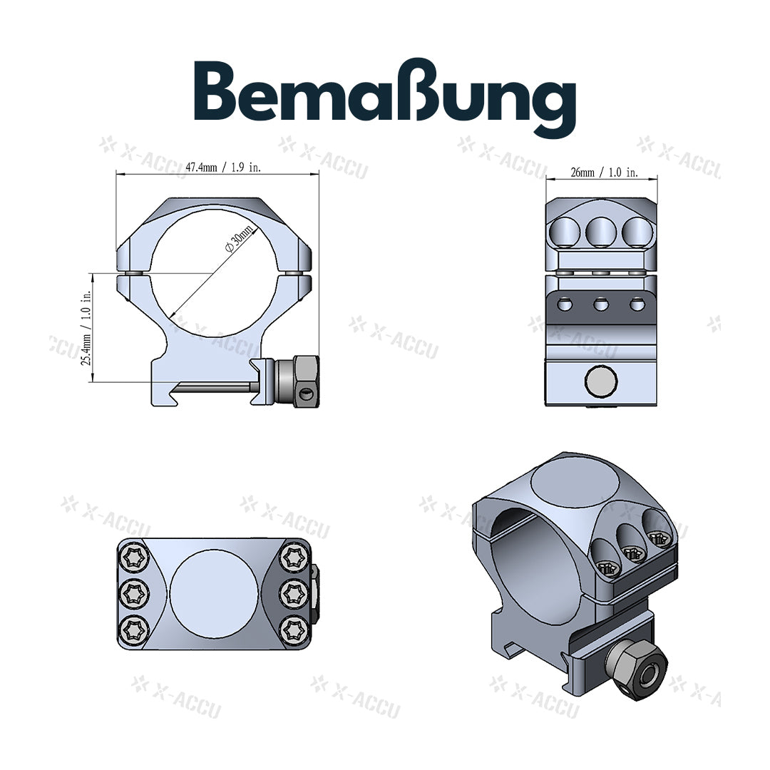 Vector Optics XASR-3001 X-Accu Montage für 30mm Tubus, 21mm Picatinny, h= 25,4mm