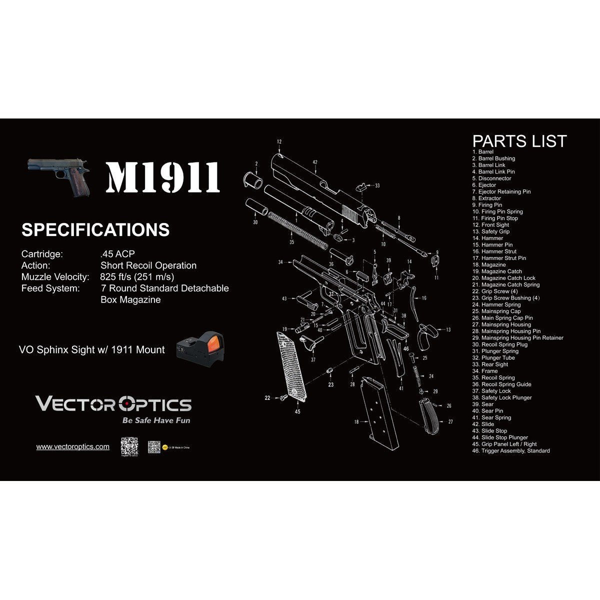Vector Optics SCBM-03 M1911 Reinigungsmatte - Vector Optics Shop