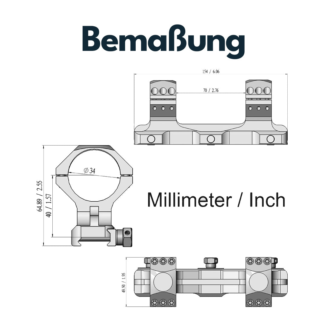 Vector Optics SCTM-57 X-Accu Blockmontage für 34mm Tubus, 21mm Picatinny, h=40mm
