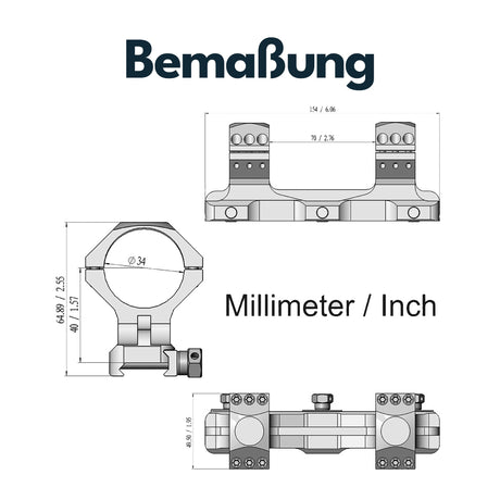 Vector Optics SCTM-57 X-Accu Blockmontage für 34mm Tubus, 21mm Picatinny, h=40mm