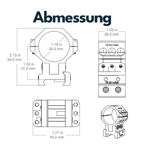 Vector Optics XASR-3041 höhenverstellbare Montage für 30mm Tubus, 21mm Picatinny, h=32-38mm