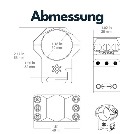 Vector Optics XASR-3052 X-Accu Montage für 30mm Tubus, 21mm Picatinny, h= 32mm