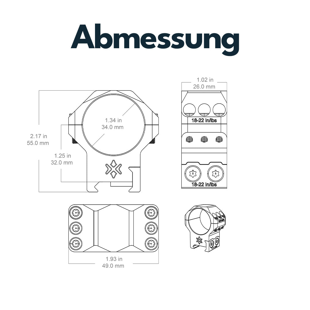 Vector Optics XASR-3453 Montageringe für 34mm Tubus und 21mm Picatinny