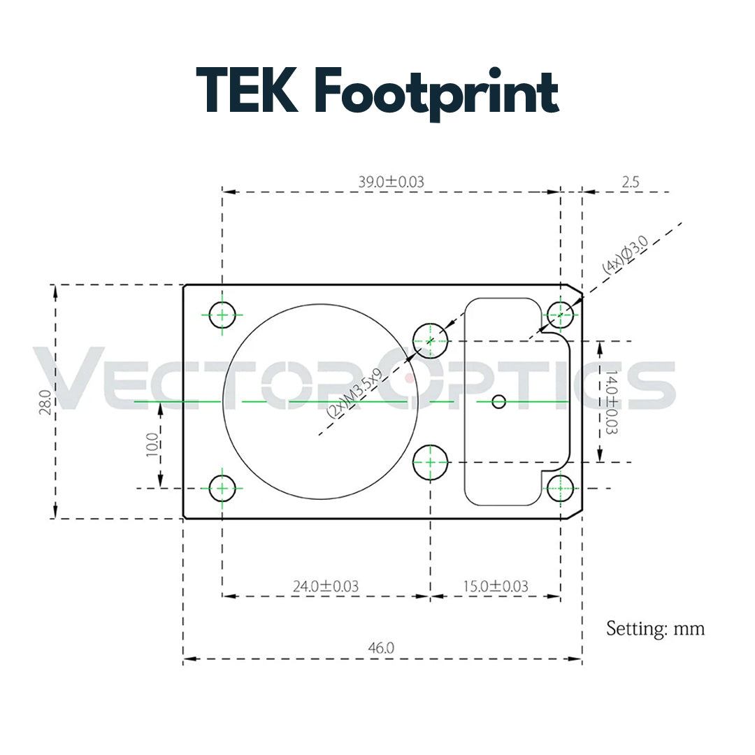 Vector Optics SCRA-67 Montage mit TEK (Docter Sight) Footprint, 21mm Picatinny, h=28mm