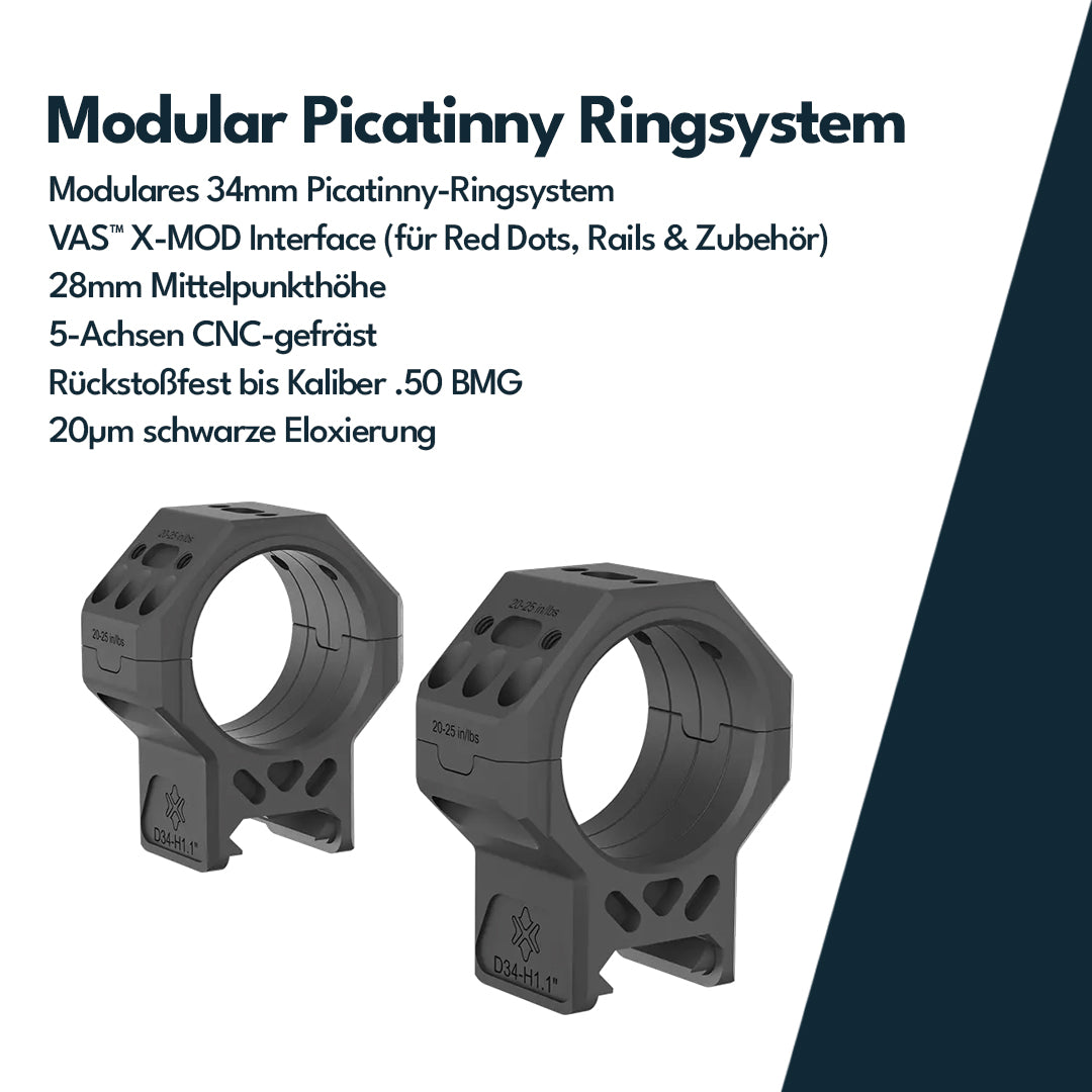 Vector Optics XASR-3472 34mm X-MOD 1.1'' Modular Picatinny Rings h=28mm
