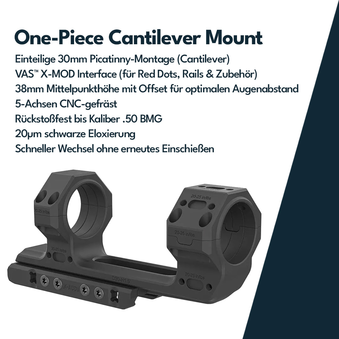 Vector Optics XASR-3076 30mm X-MOD 1.5'' One Piece Extended Picatinny Mount h=38mm
