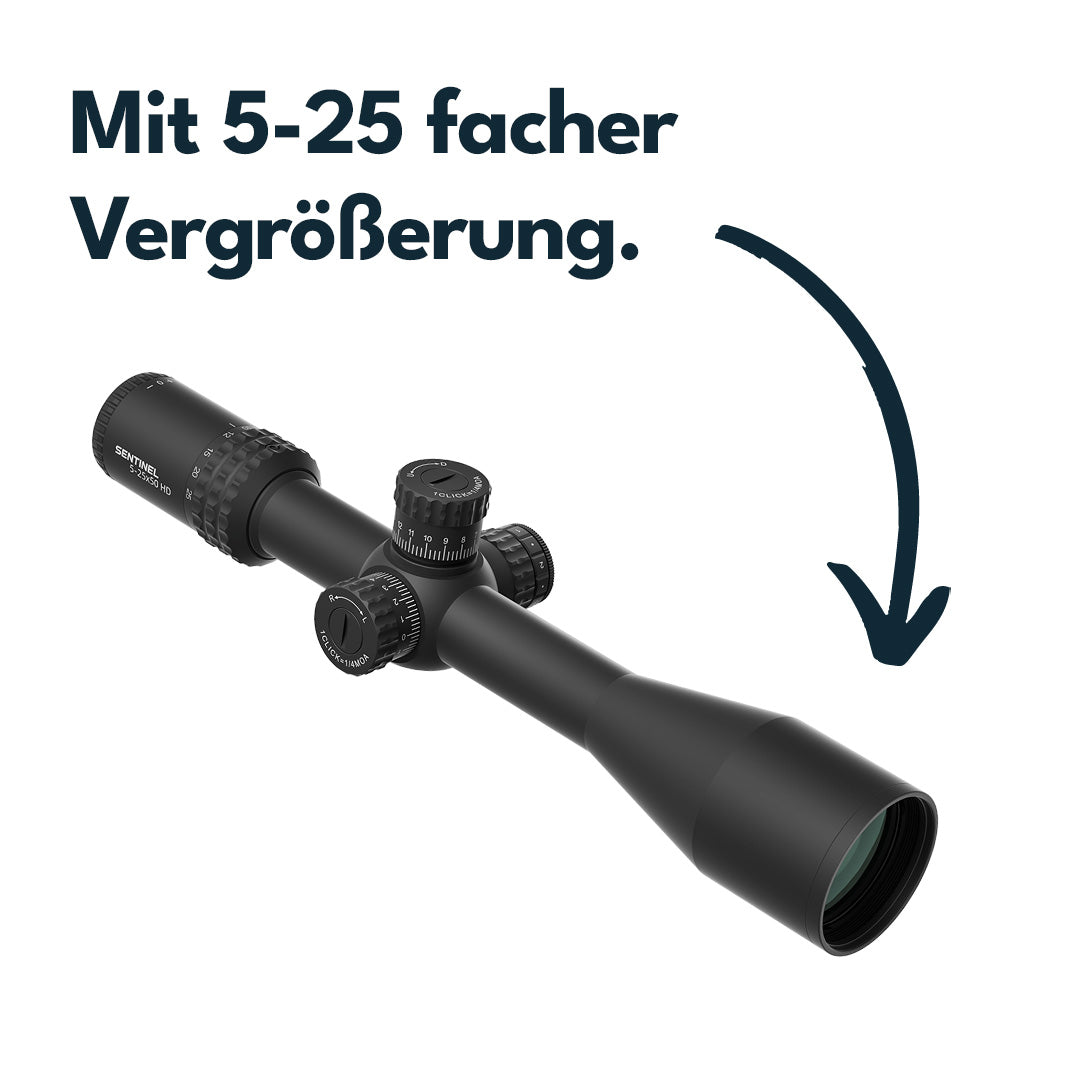 Vector Optics Sentinel 5-25x50 HD FFP: Cannocchiale Da Tiro Per Caccia, Softair E Lunga Distanza, Reticolo Illuminato