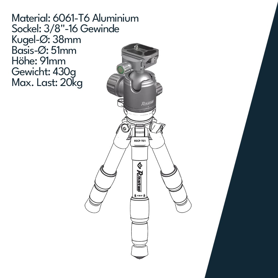 Vector Optics RSRH-01 38mm Kugelkopf für Stativ RSCF-T01