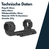 Vector Optics XASR-3076 30mm X-MOD 1.5'' One Piece Extended Picatinny Mount h=38mm