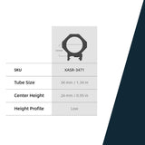 Vector Optics XASR-3471 34mm X-MOD 0.95'' Modular Picatinny Rings h=24mm