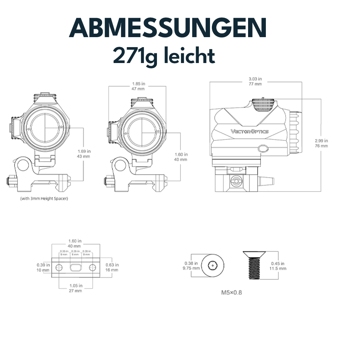 Vector Optics SCMF-35 Maverick-IV 3x22 Magnifier Mini