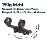 Vector Optics SCTM-24A Blockmontage extended für 30mm Tubus, 21mm Picatinny, h=38mm