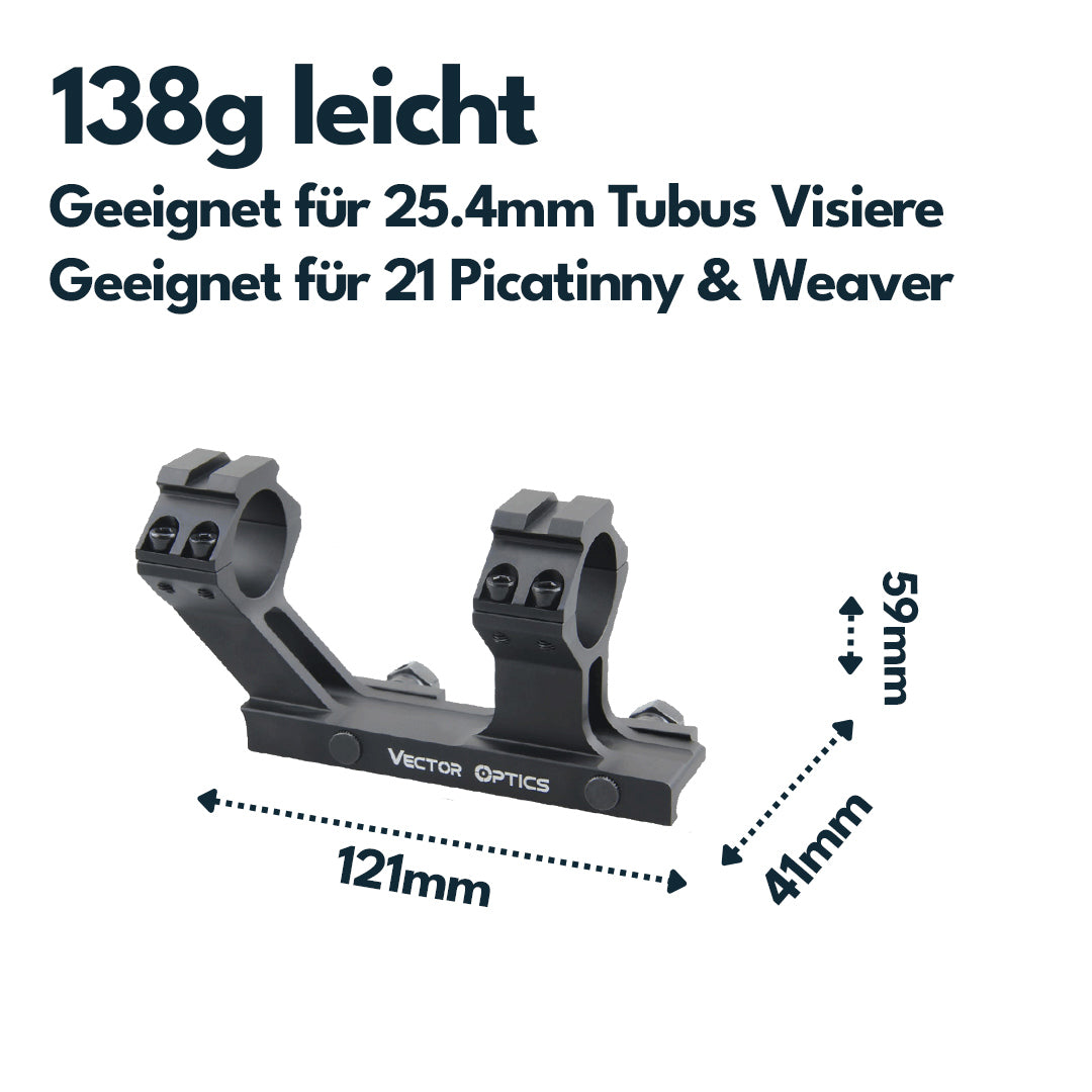 Vector Optics SCTM-62 Blockmontage für 25,4mm Tubus, 21mm Picatinny, h=40mm