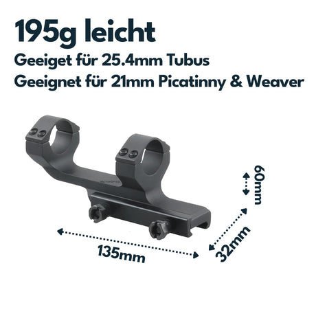 Vector Optics SCTM-63 Blockmontage für 25,4mm Tubus, 21mm Picatinny/Weaverl, h=38mm